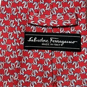 Salvatore Ferragamo Red and White chinese dragon Tie